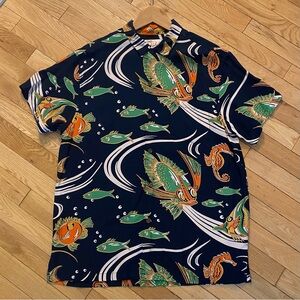 Kahala Atomic Fish Hawaiian Shirt 1940s Heritage Print Collectors Edition Size M
